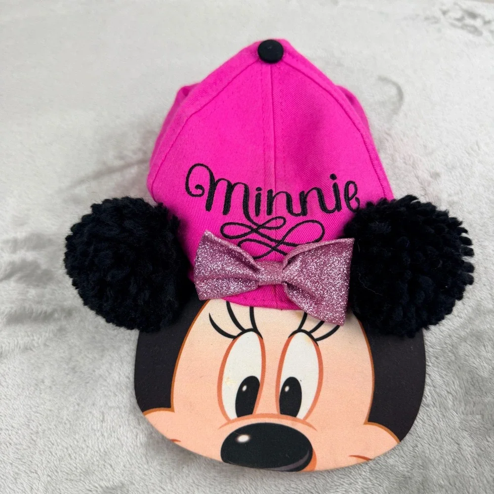 Disney‎ Minnie Mouse Toddler Girls Pink Snapback Hat with Ears and Glitter Bow